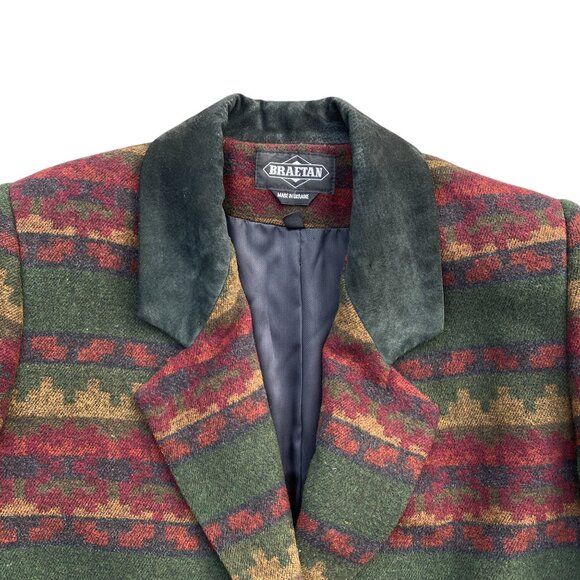 Vintage Braetan Wool Western Jacket Suede Collar Southwestern Ranch Blazer-M - Picture 3 of 13